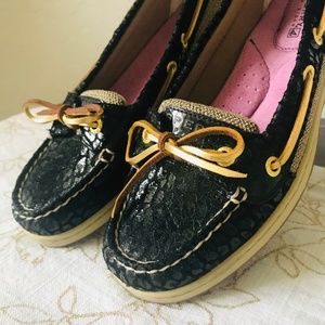 Sperry Top Sider Black Cheetah Print Shoes